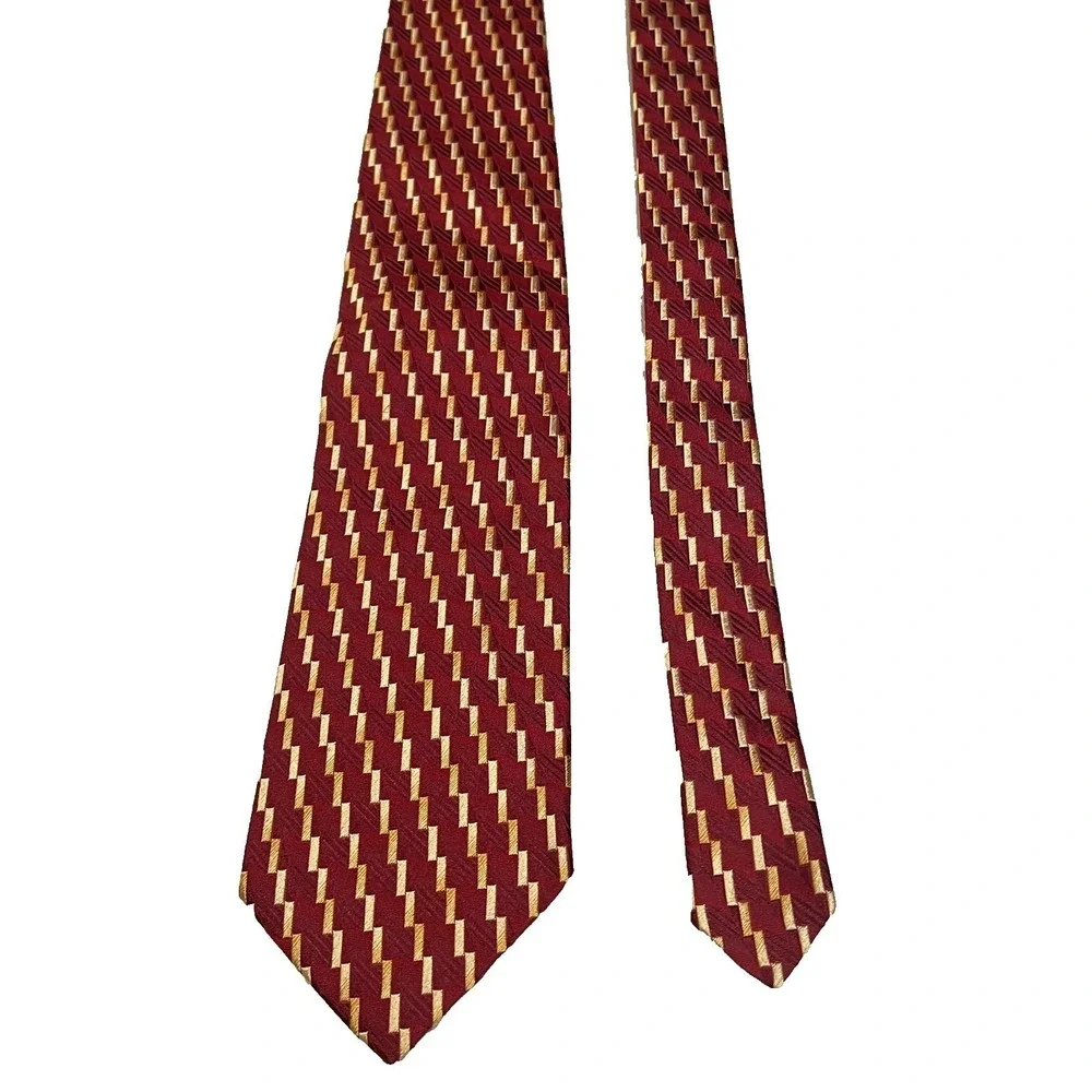 Ermenegildo Zegna Men Silk Lot 2 Neckties Red Gold Couture Italy Luxury Designer